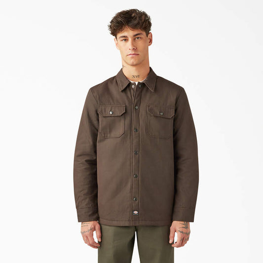 Dickies Men's Skateboarding Heavyweight Duck Shirt Dark Brown