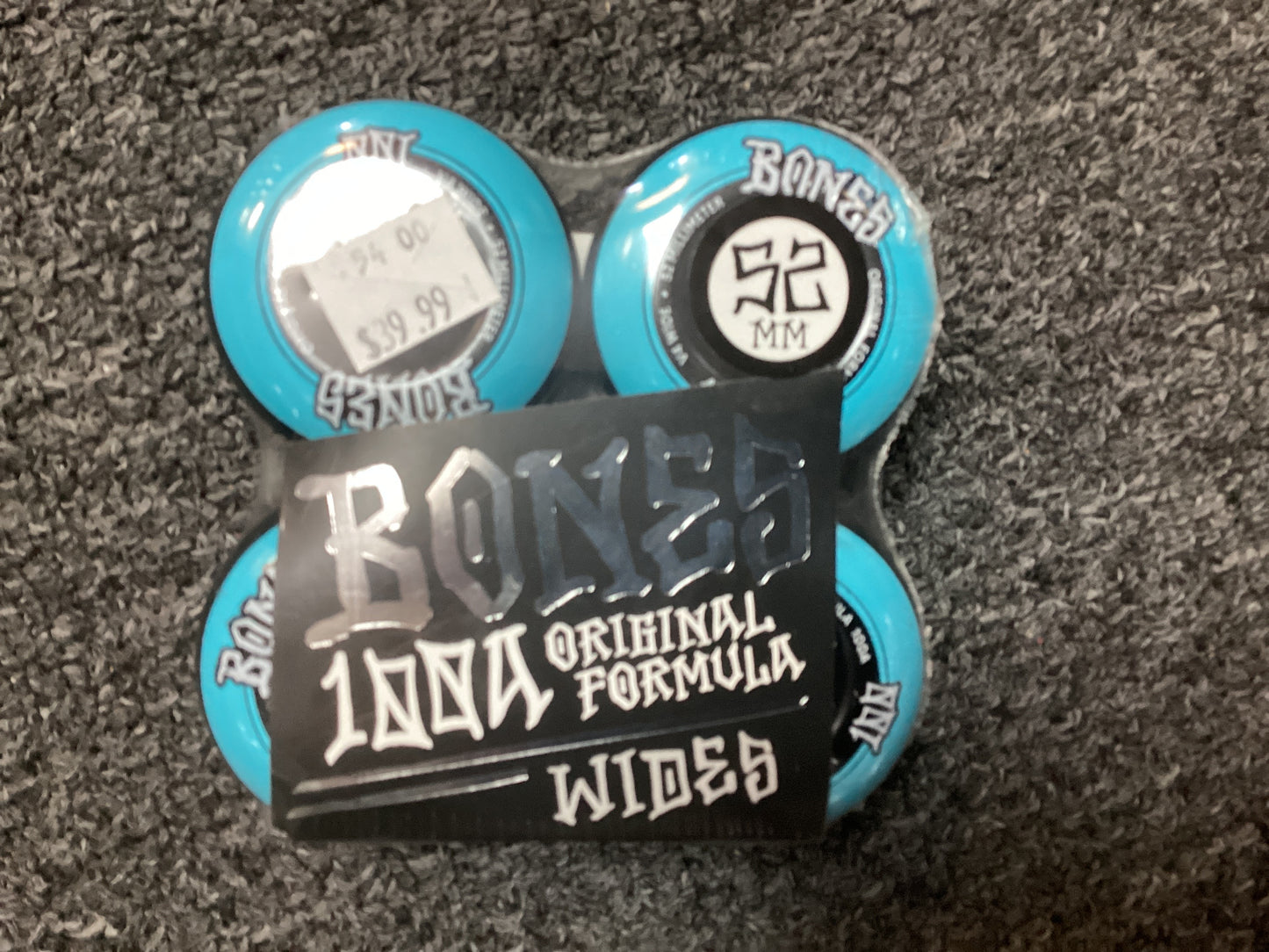 Bones 52mm wheels 100A Wides Original Formula black blue