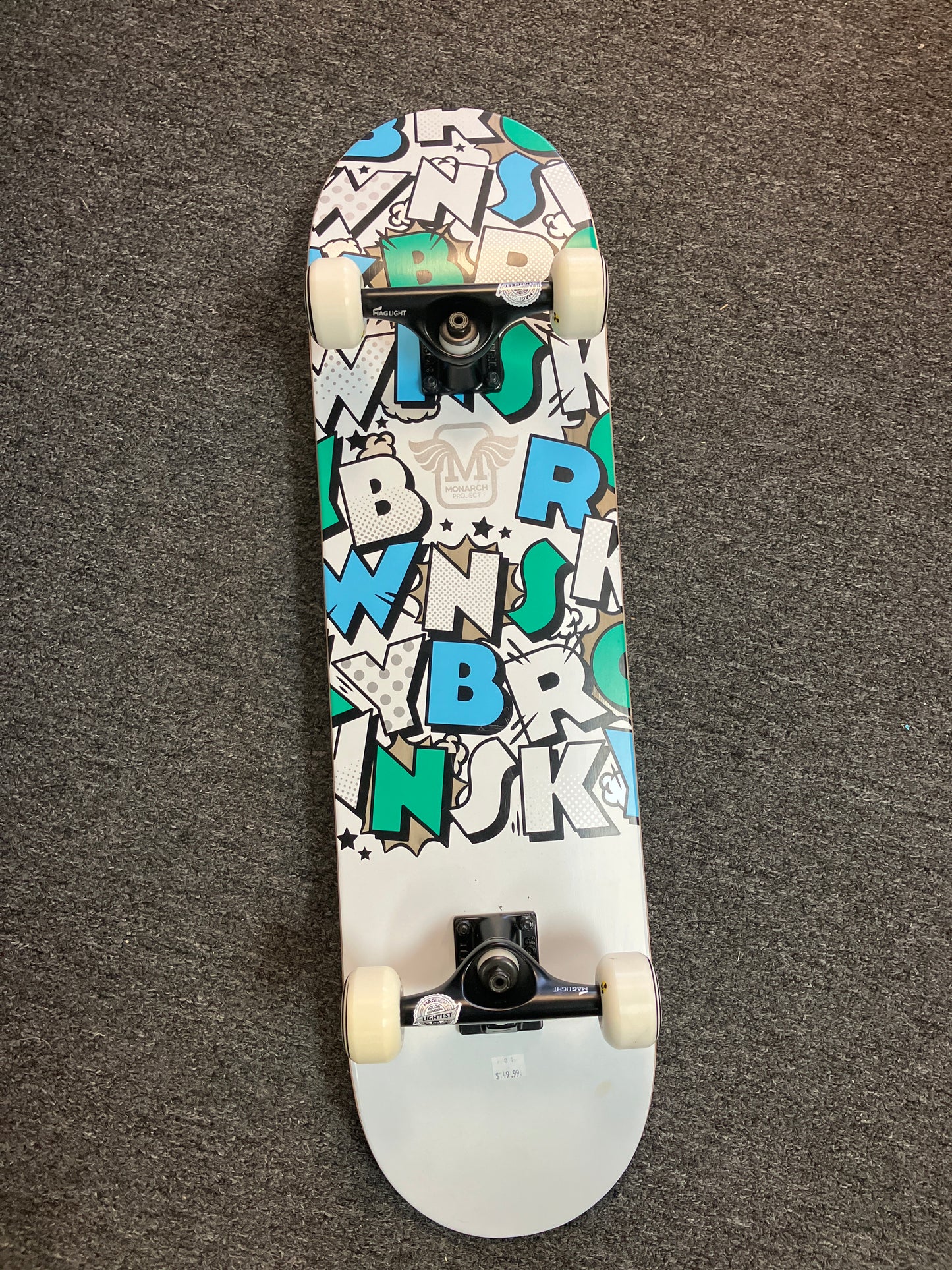 Monarch Project - Sky Brown - White Letters - 8.1 - Complete Skateboard
