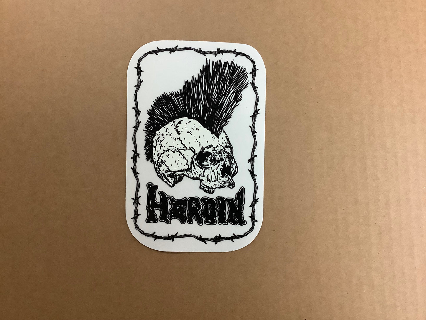 Heroin Mohawk Skull Sticker