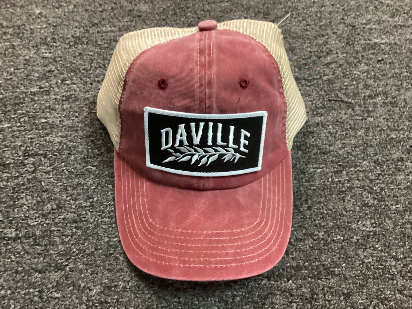 Daville trucker hat snapback leaf logo faded burgundy tan