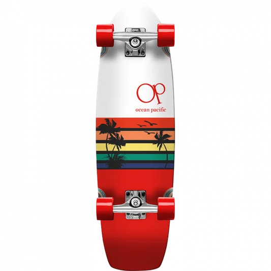 Ocean Pacific Complete Skateboard Sunset Cruiser 8.75x30 White/Red