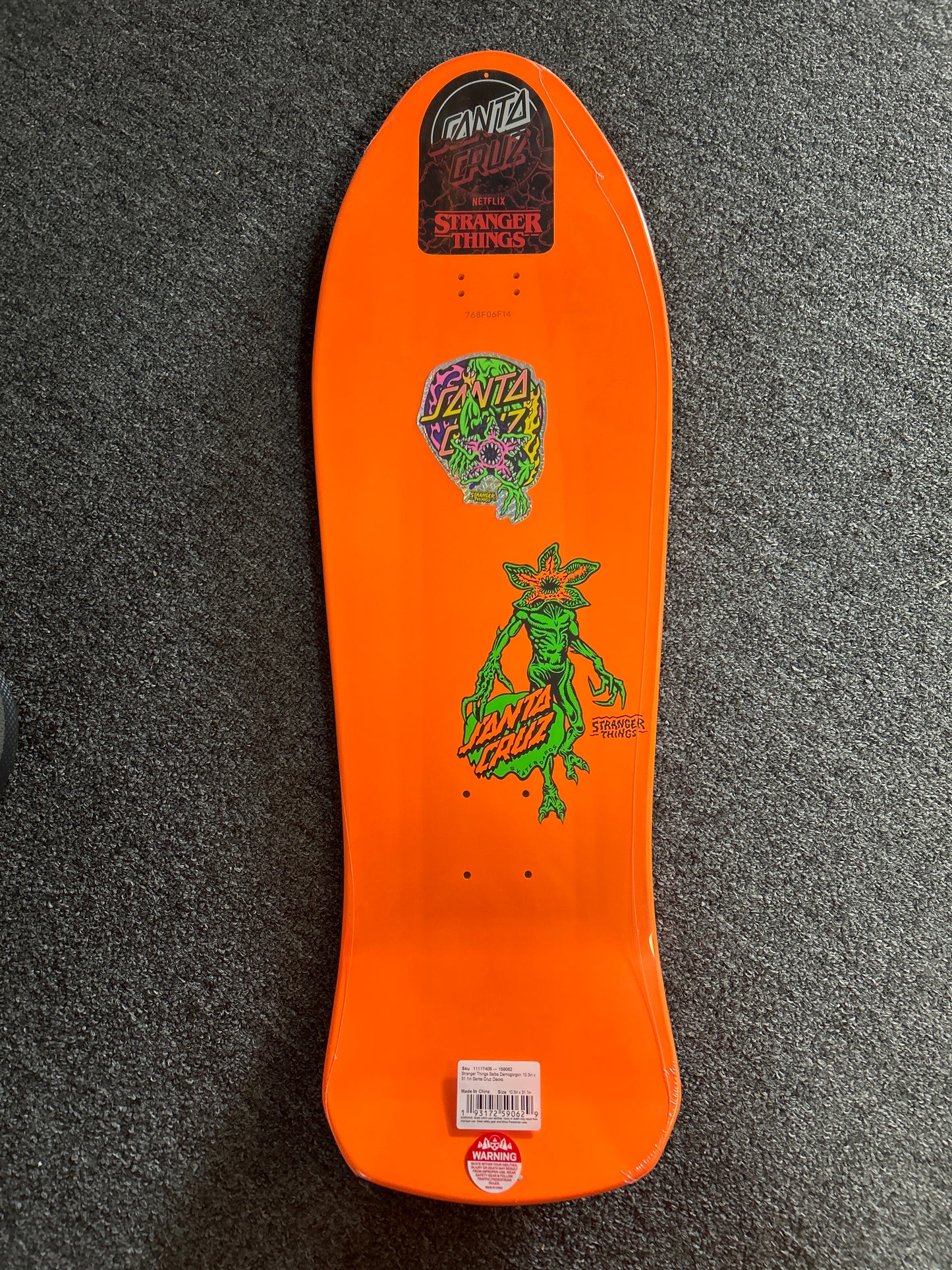 Santa Cruz X Stranger Things 10.7” deck Salba Demogorgon GLOW IN THE DARK
