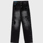 Lakai Jeans Straight Leg Denim - Distressed / Etched Black