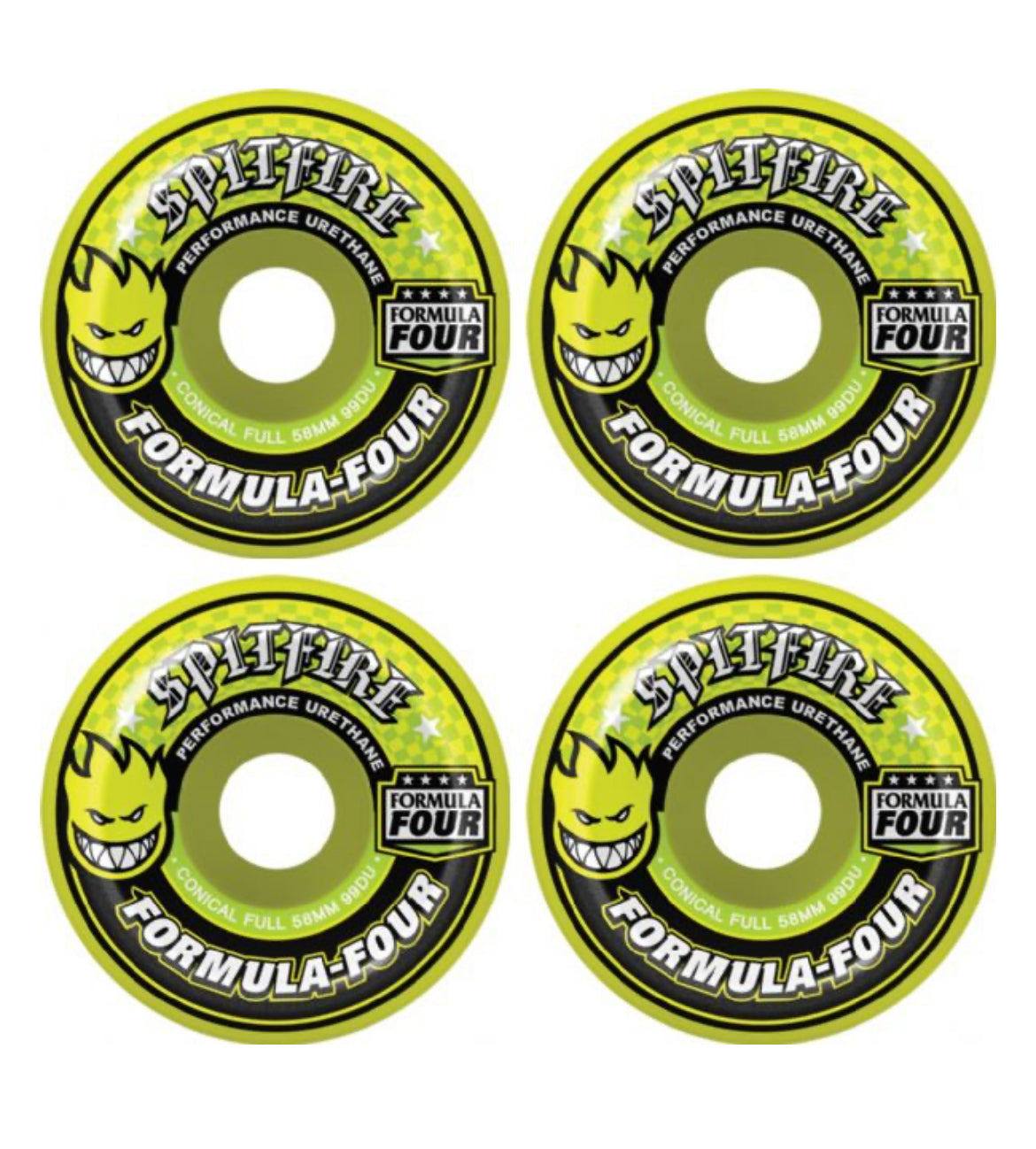 Spitfire F4 Conical Full 58mm 99A Yellow Wheels