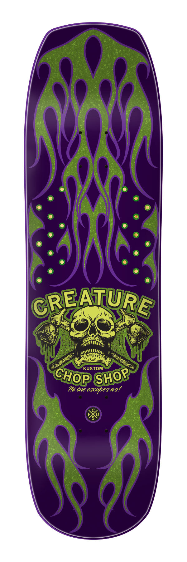 Creature 8.5 skateboard deck Chop Shop Flame