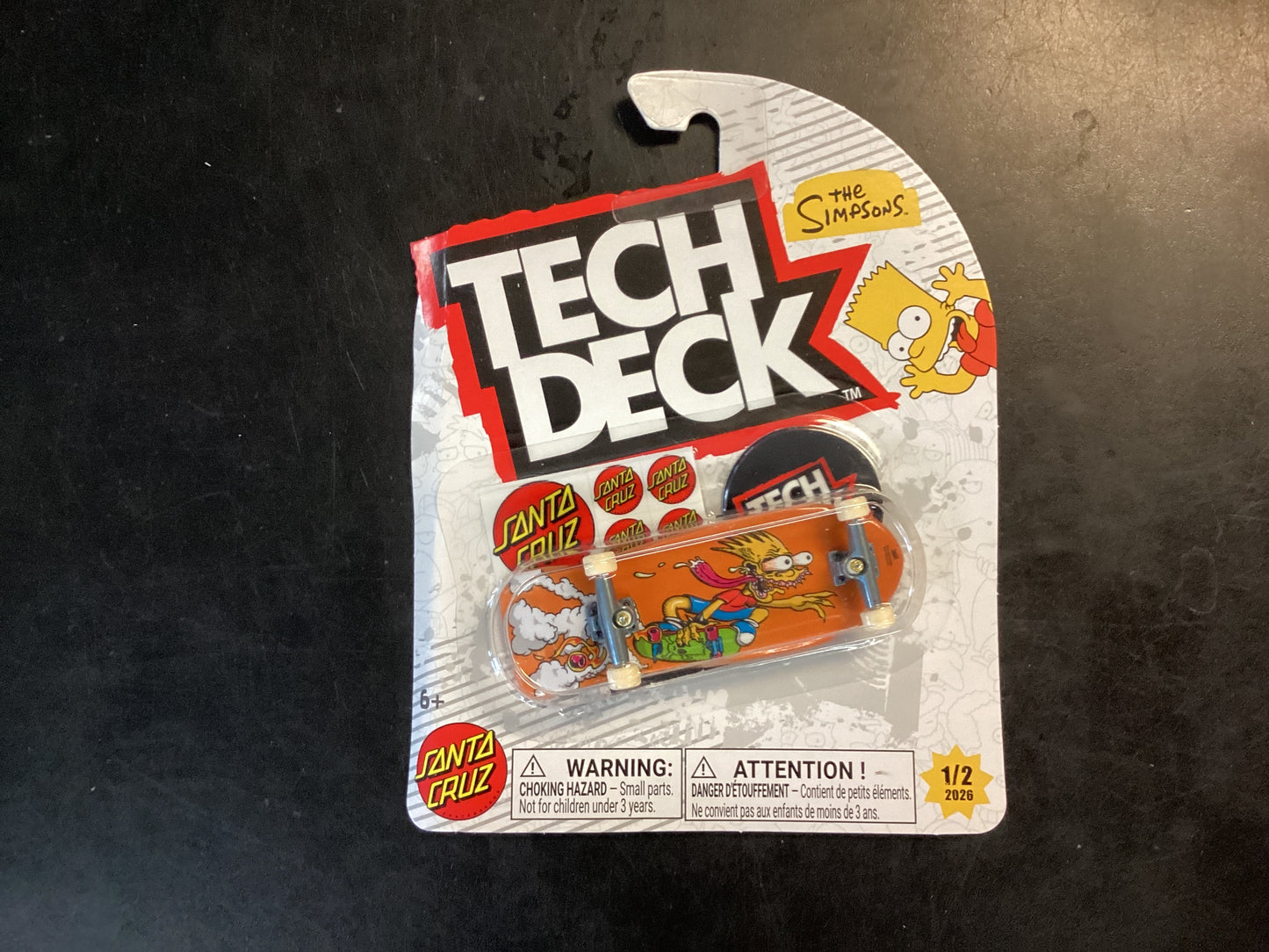 Tech Deck fingerboard Santa Cruz x the Simpsons shaped Bart 1/2