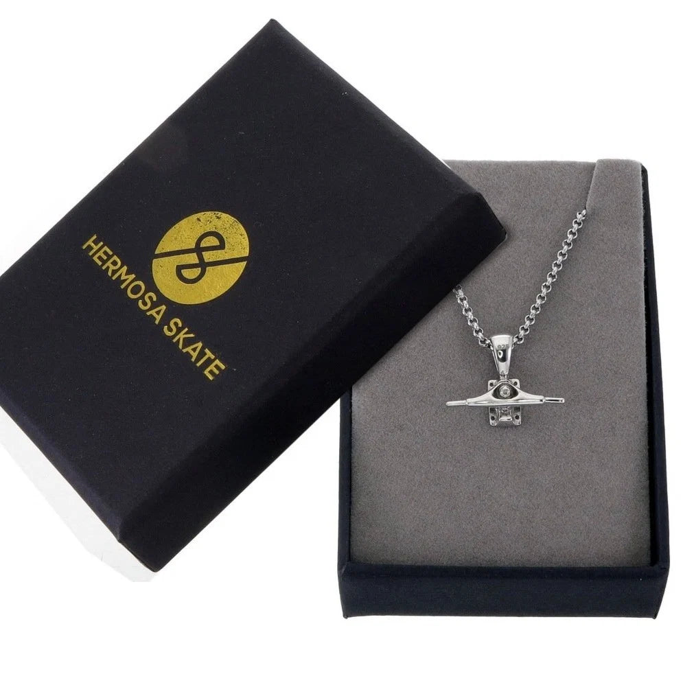 HERMOSA SKATE Skateboard Truck Pendant SILVER 21” chain