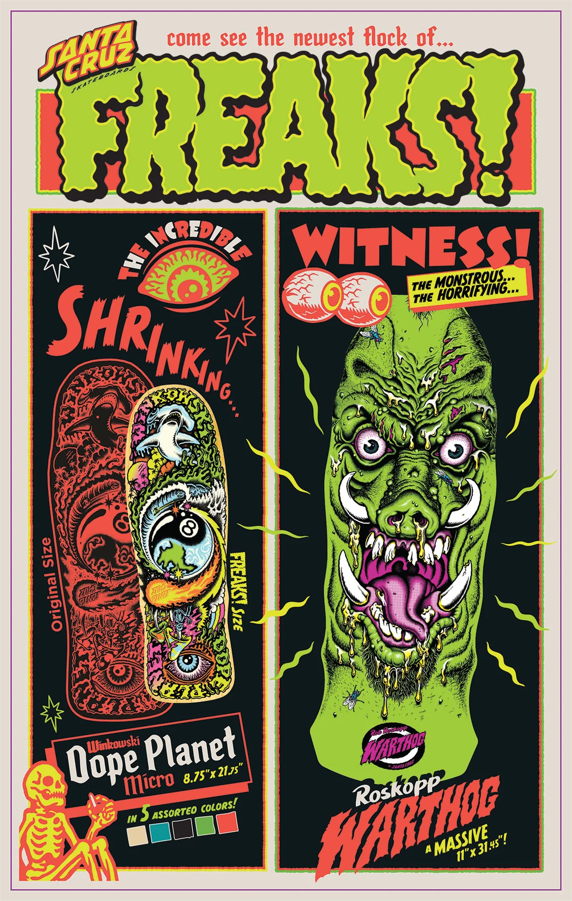 Santa Cruz Roskopp Warthog Freaks 11” Skateboard Deck