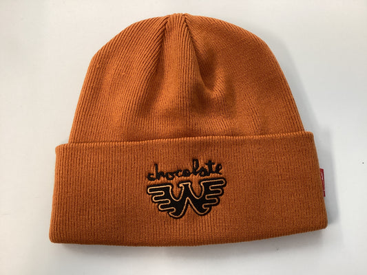 Chocolate Beanie Waylon TIGHT CUFF ORANGE hat