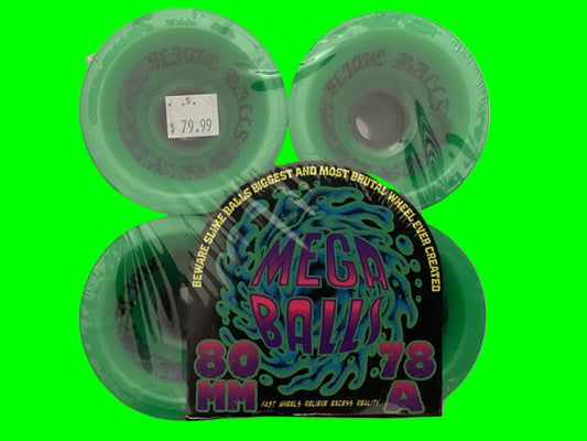 Slime Balls MEGA BALLS 80mm longboard skateboard wheels Metallic Green 78A Soft Cruiser Filmer Wheels