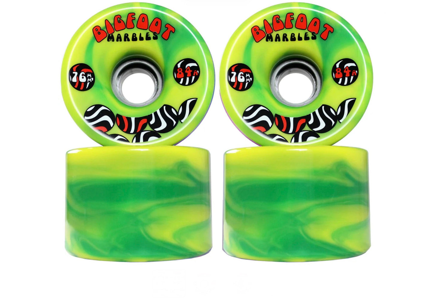Bigfoot longboard cruiser skateboard wheels Marbles 76mm 84A yellow/green Soft Cruiser Filmer Wheels