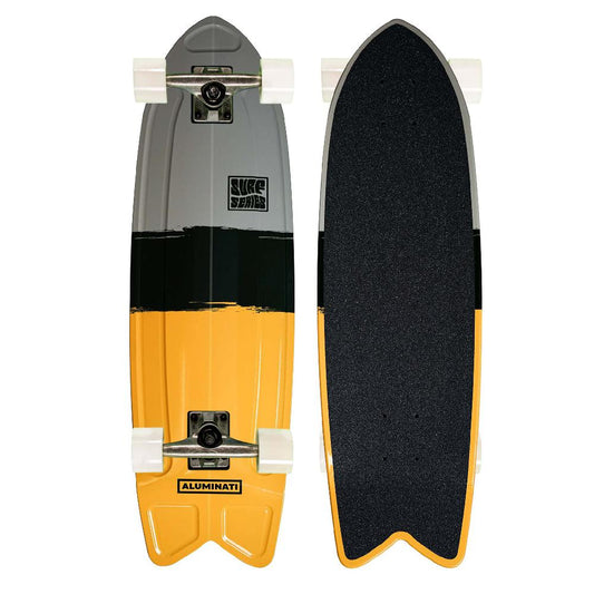 Aluminati Complete Skateboard Streaker Summer Surf 8.12x28" Fishtail Cruiser Board metal deck.