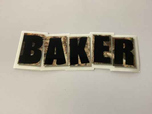 Baker Sticker Camo Logo 5.5”x2”
