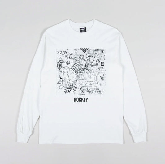 Hockey Desk Carve Graphic Long-Sleeve Shirt White Size Large
