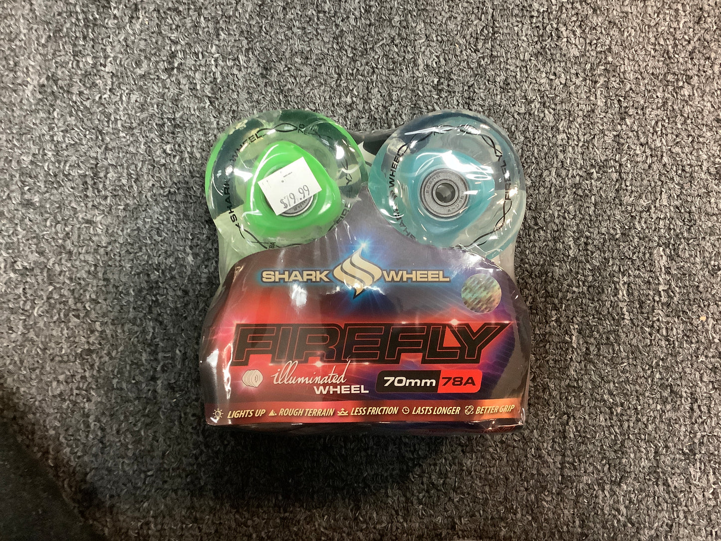 Shark 70mm Wheels Firefly Light up 78A includes bearings