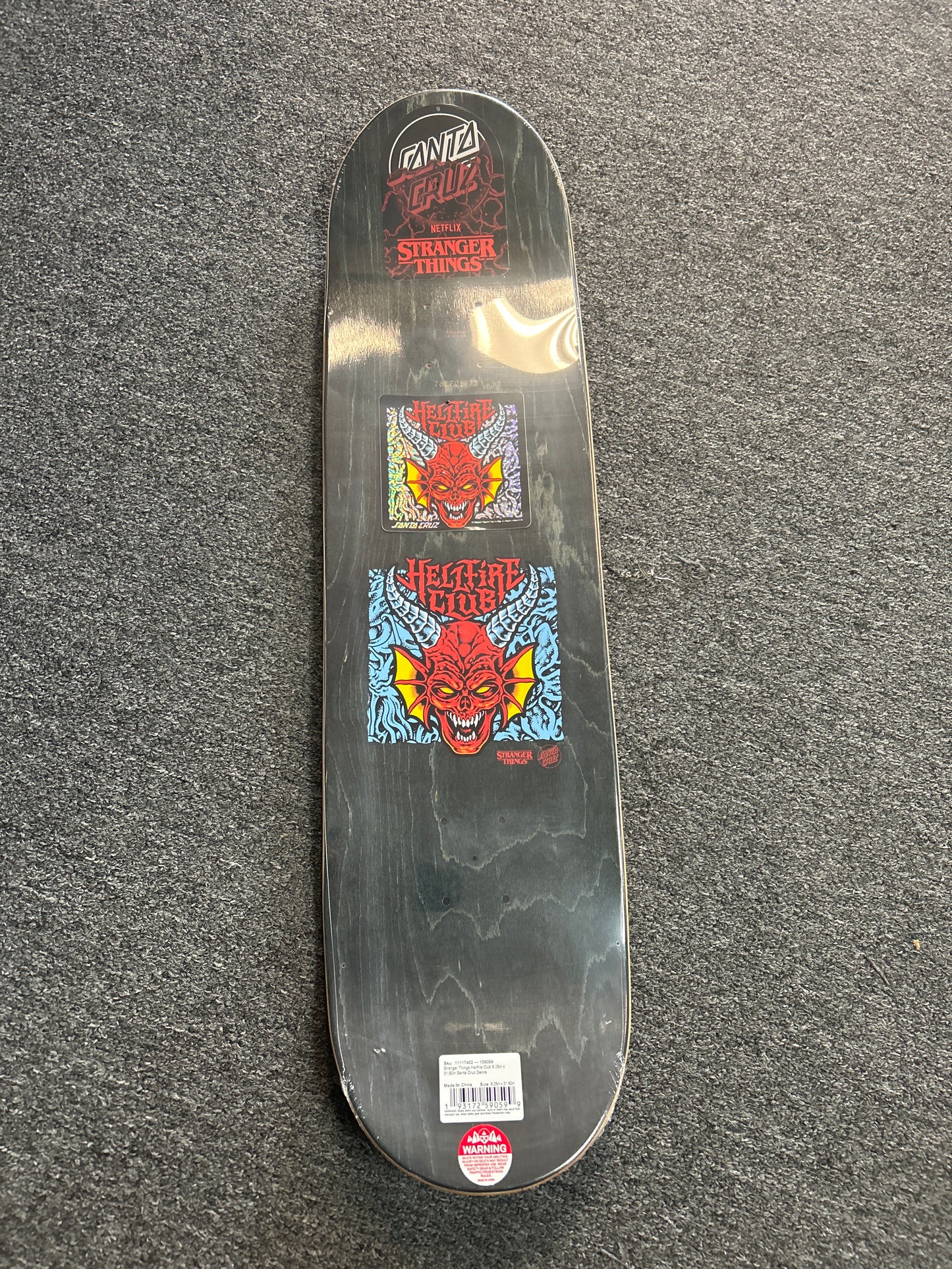 Santa Cruz X Stranger Things 8.25 deck Hellfire Club GLOW IN THE DARK