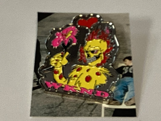 Weekend Enamel Lapel Pin Skull Clown