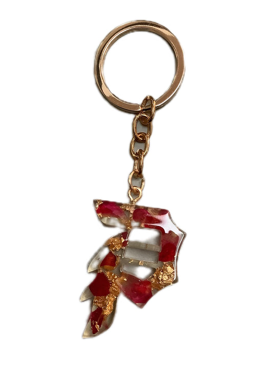 Primitive Clear Rose And Gold P Keychain