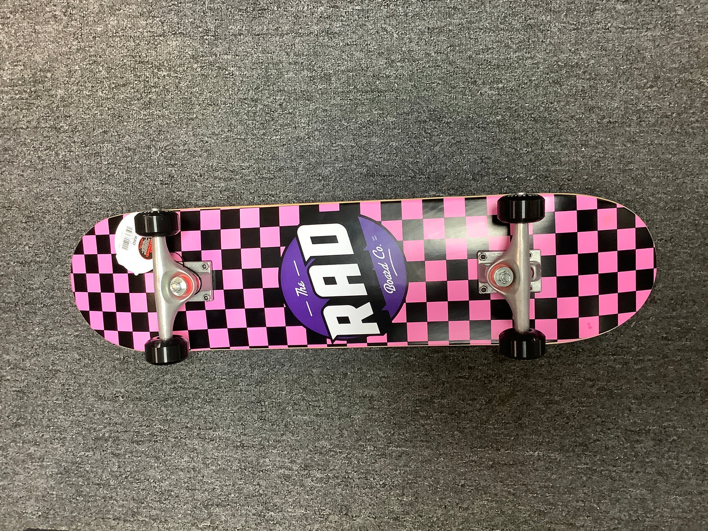 Rad 7.5 Complete Skateboard Dude Crew Checkerboard Pink