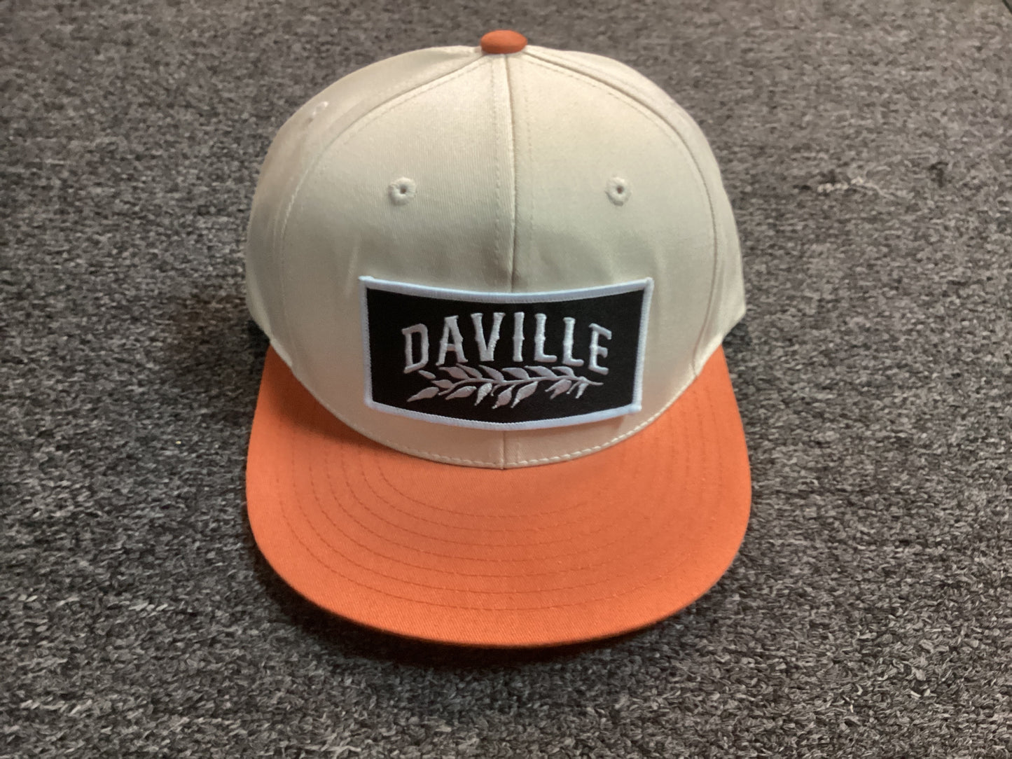 Daville hat SnapBack flat brim leaf logo tan orange