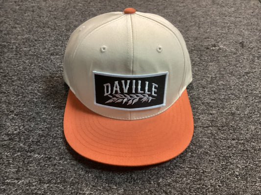Daville hat SnapBack flat brim leaf logo tan orange