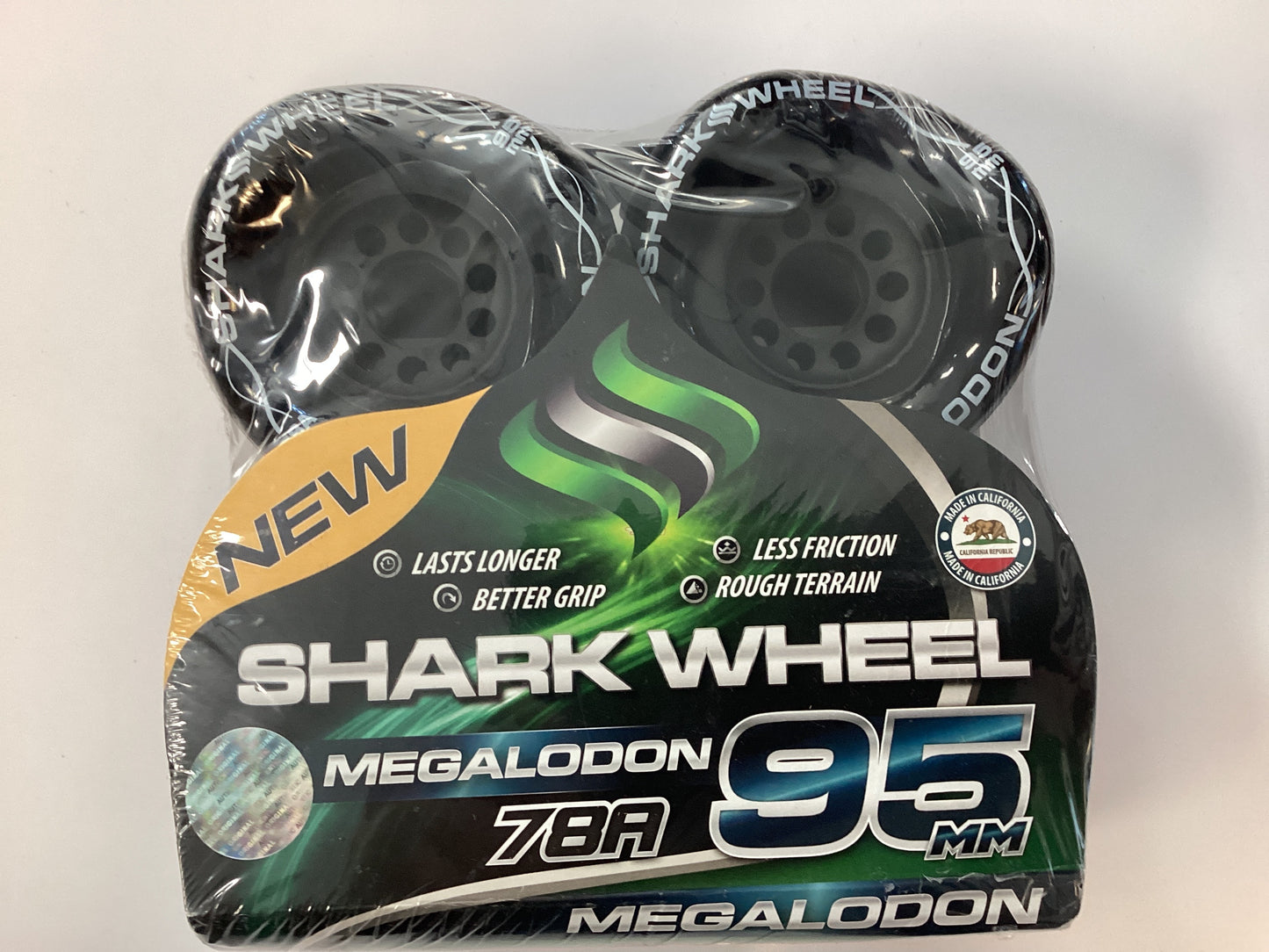 Shark Longboard Skateboard Wheels MEGALODON 95mm 78A BLACK Soft Cruiser Filmer Wheels