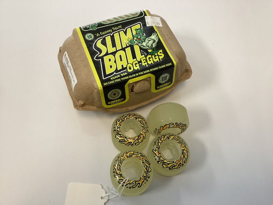 Slime Balls Skateboard Wheels 45mm OG EGGS 99A Glow In The Dark GITD Set of 4