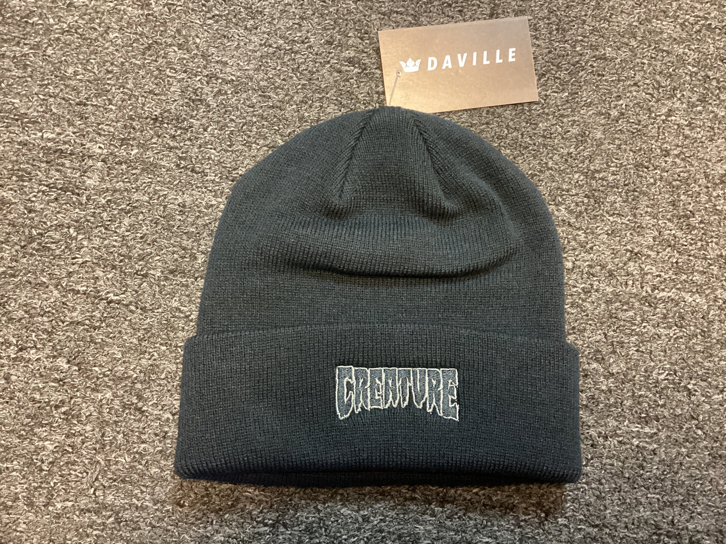 Creature Beanie Logo Outline Long Shoreman Hat navy