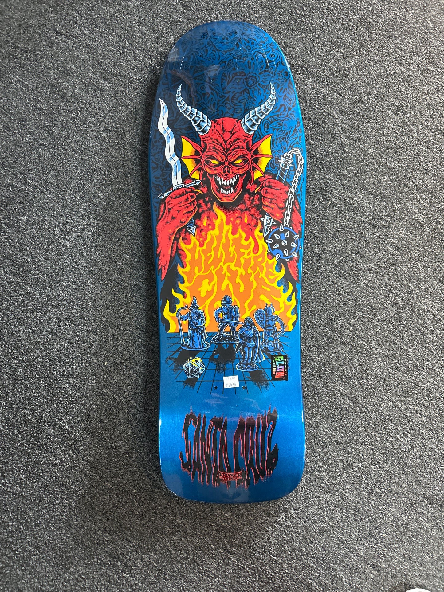 Santa Cruz X Stranger Things 10” deck Knox Hellfire Pit GLOW IN THE DARK