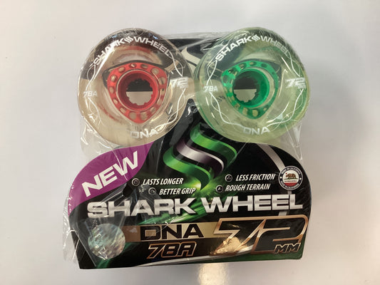 Shark Skateboard Longboard Wheels 72mm 78A DNA Clear wheels with multi colored cores Soft Cruiser Filmer Wheels
