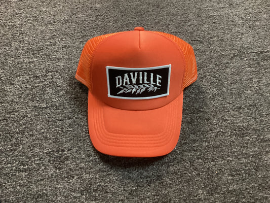 Daville trucker hat snapback leaf logo orange foam