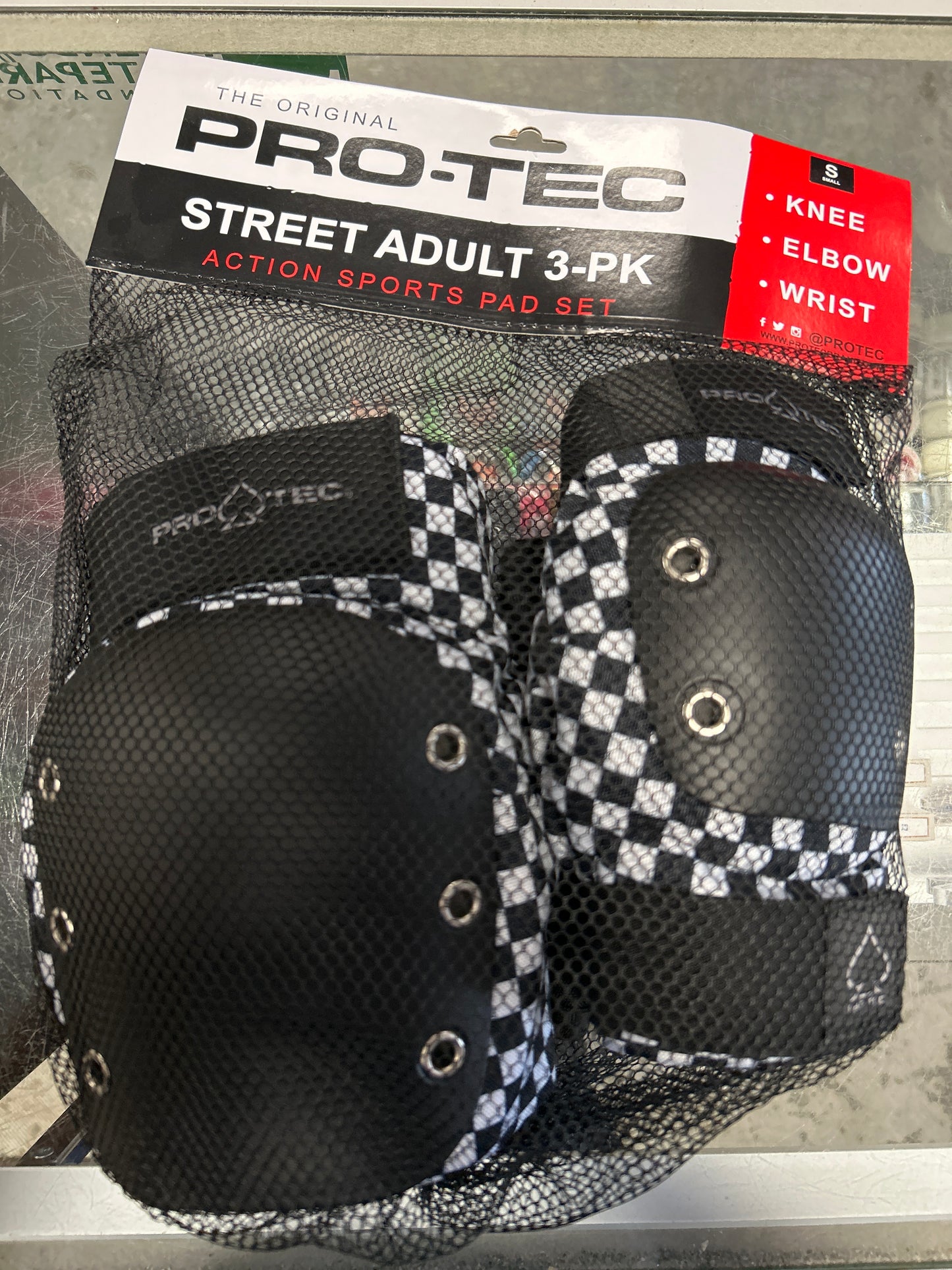 Pro-Tec Street Adult 3-PK Skateboarding Pads Checker