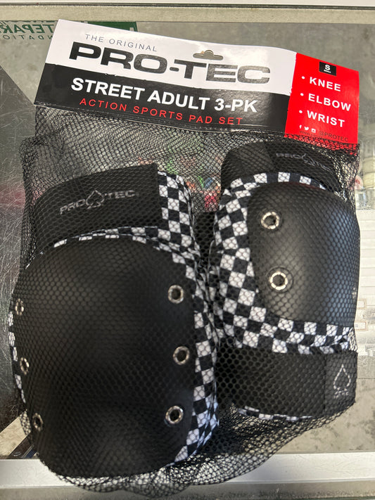 Pro-Tec Street Adult 3-PK Skateboarding Pads Checker