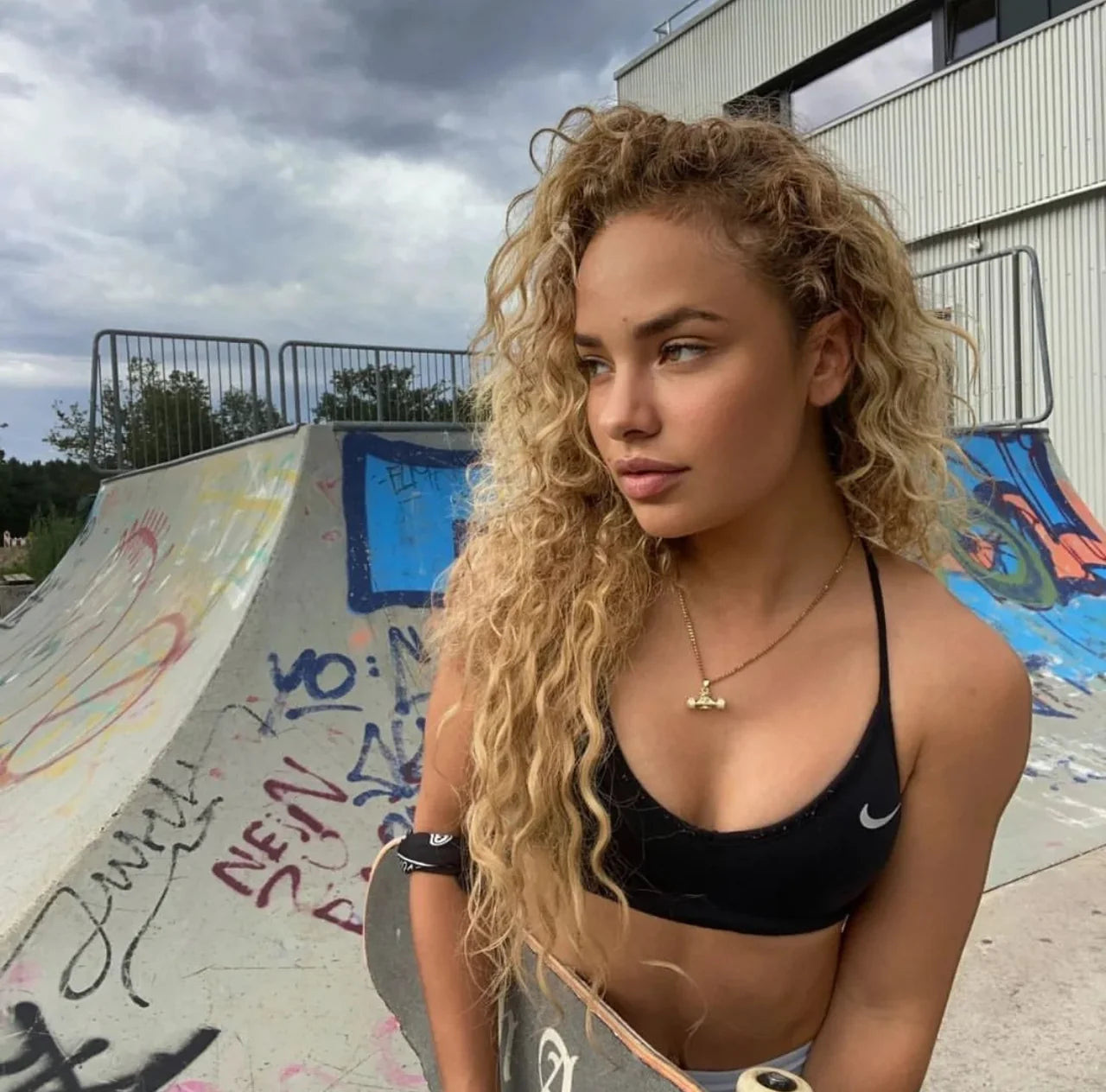 HERMOSA SKATE ICED OUT TRUCK GOLD Pendant 24” chain necklace