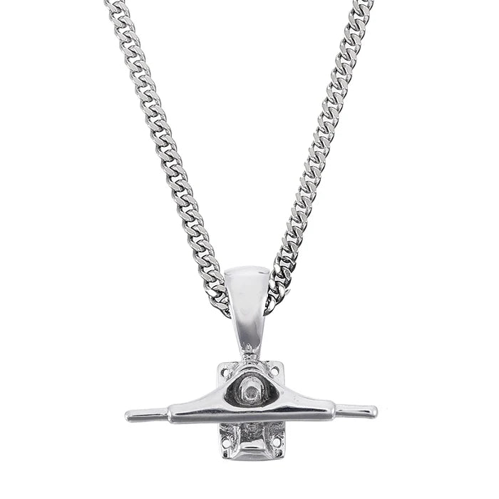HERMOSA SKATE Skateboard Truck Pendant SILVER 21” chain