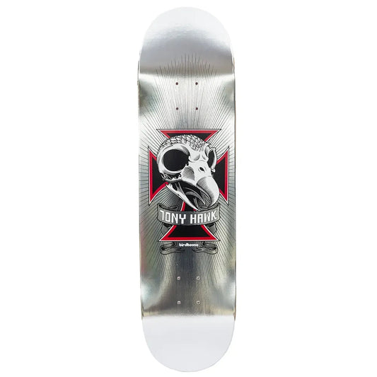 BIRDHOUSE SKULL HAWK SKATEBOARD DECK - CHROME