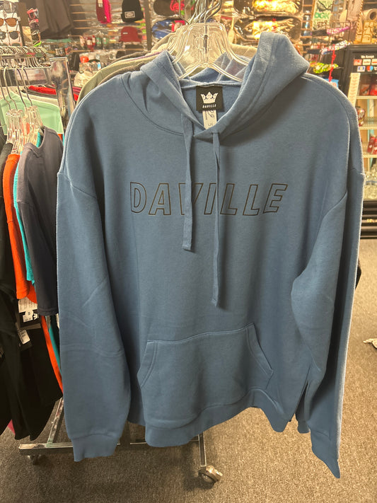 Daville L hoodie Outline Logo blue soft cotton