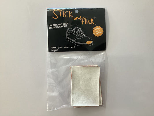 STICK AND FLICK WHITE LEATHER PEEL AND STICK SHOE PATCH 3 patches per pack