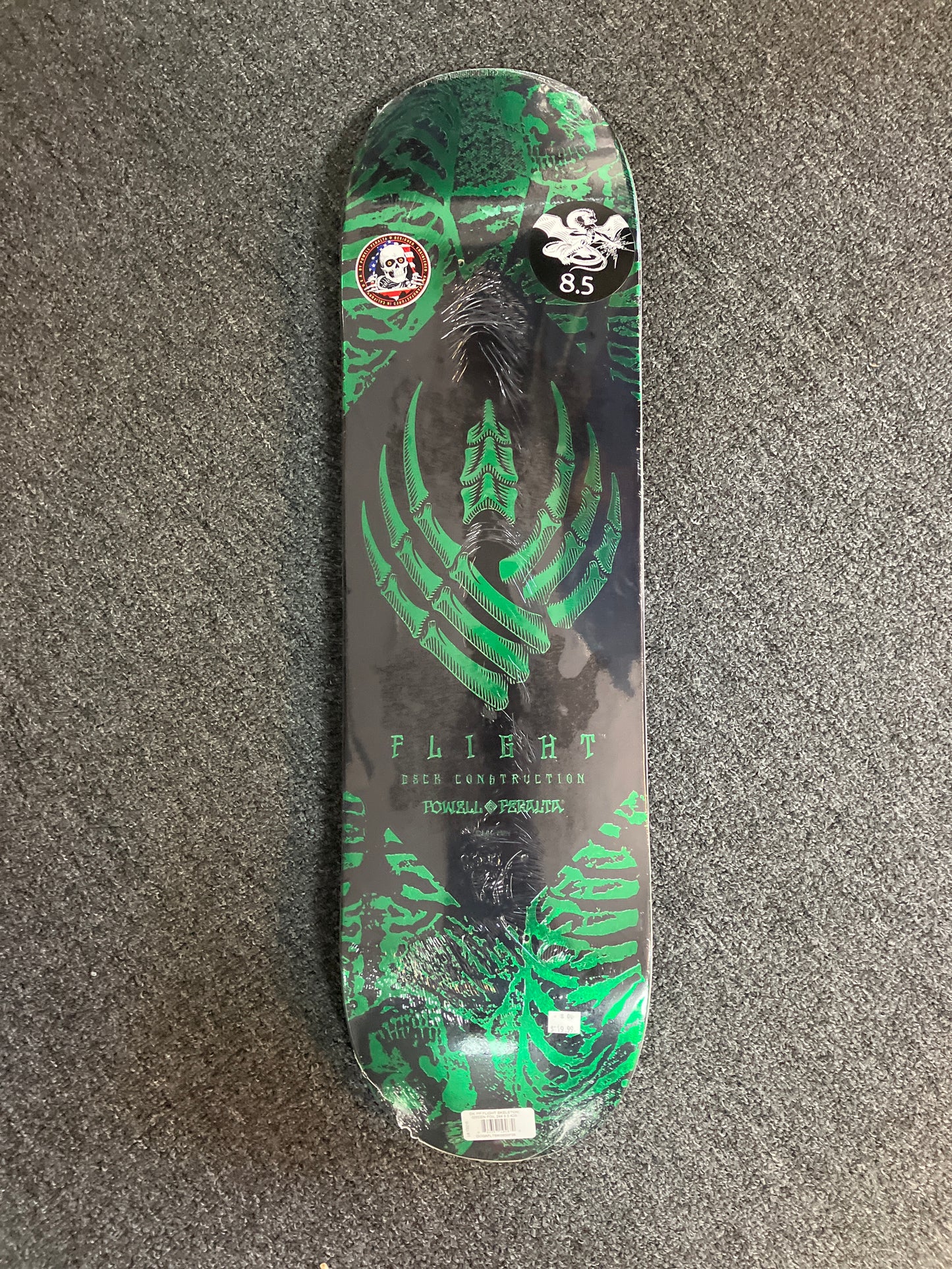 Powell Peralta 8.5 flight deck Skeleton green foil