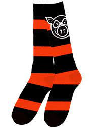 Pig Wheels Socks Orange Stripe