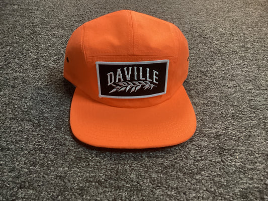 Daville hat buckle strap camper leaf logo orange