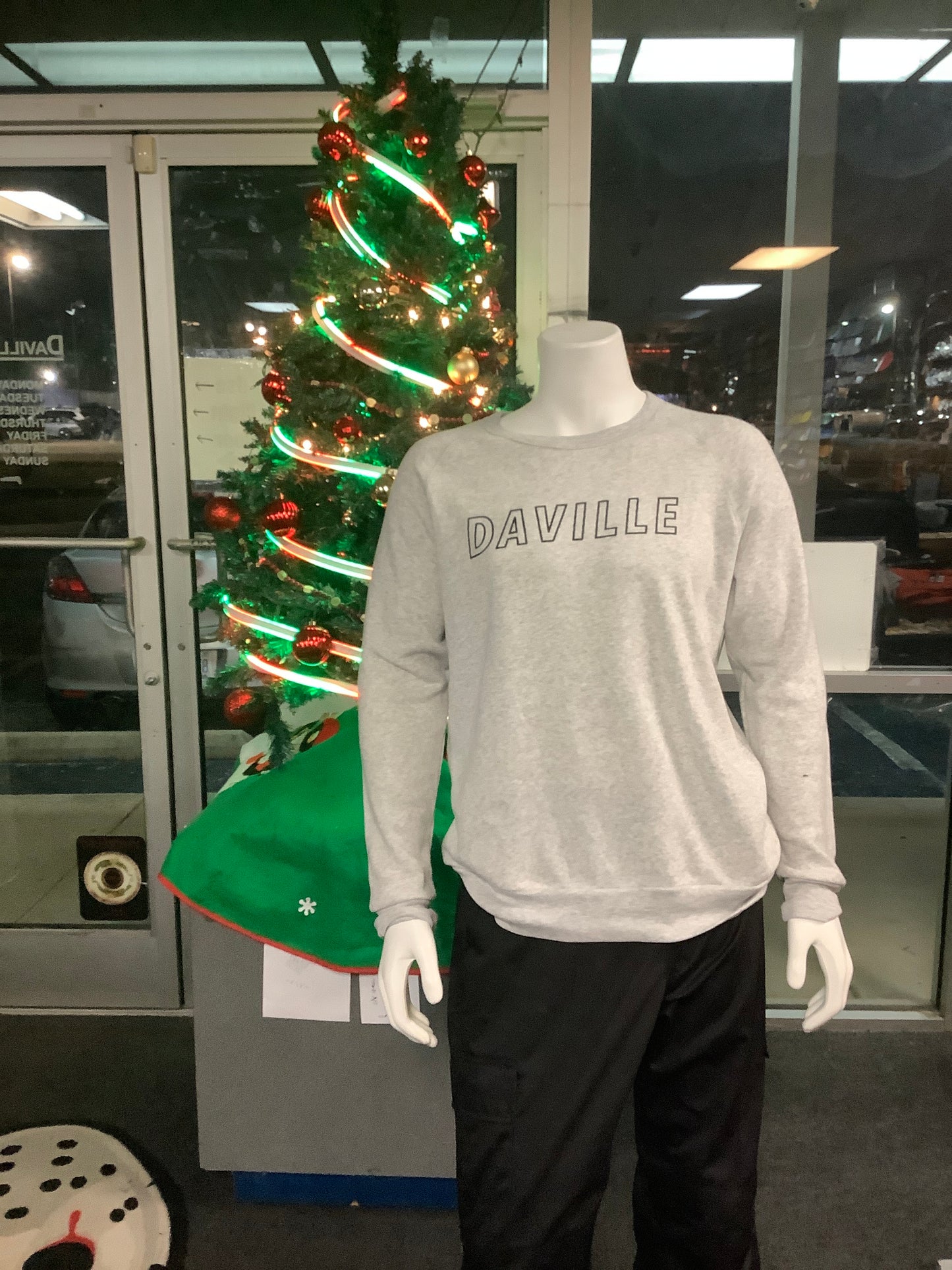 Daville Outline Logo Crew Sweatshirt Heather Grey newdrop