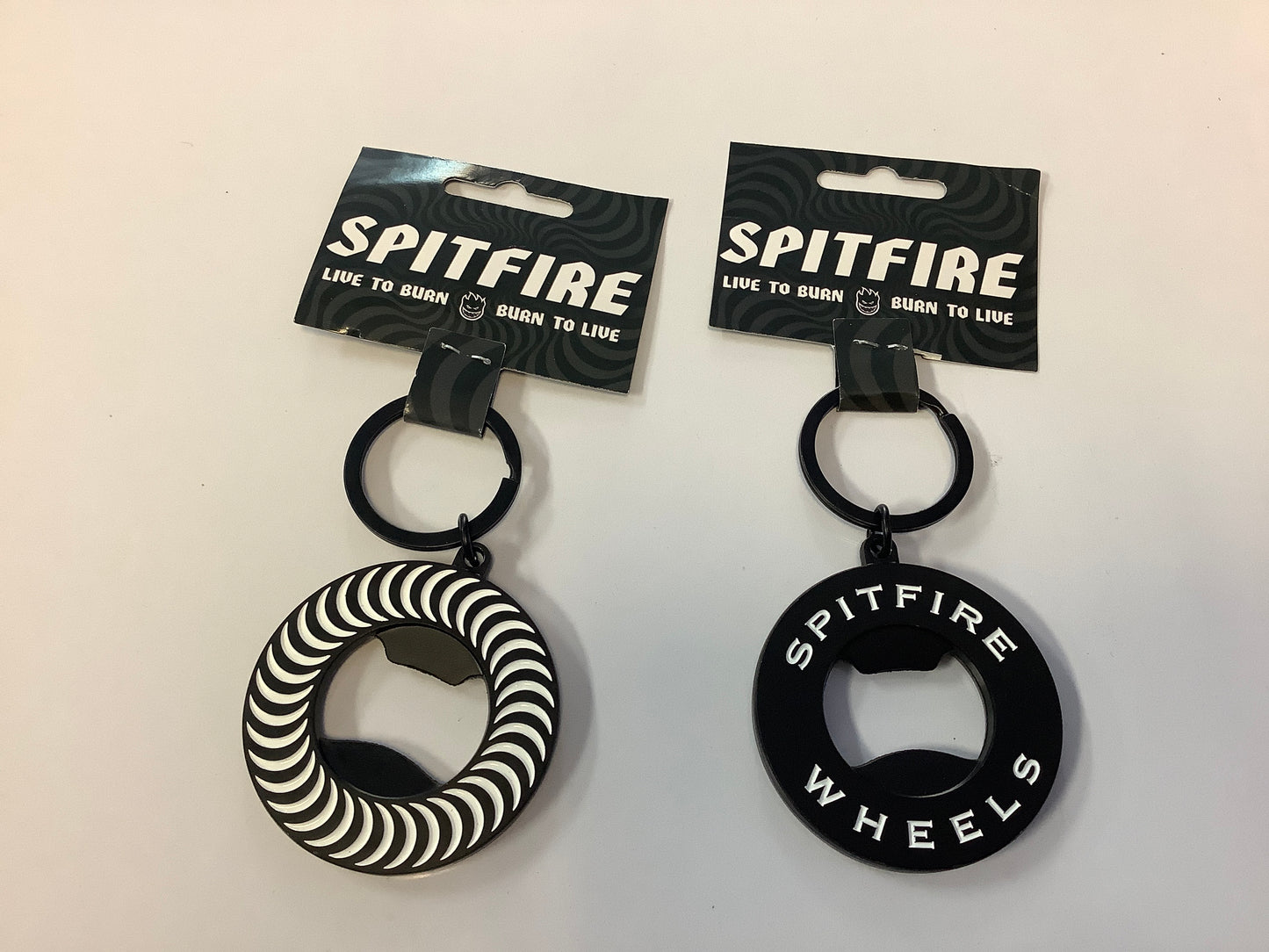 Spitfire Keychain Bottle Opener Classic Swirl Black / White