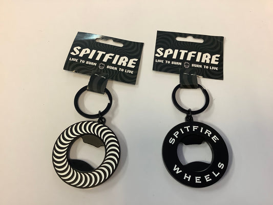 Spitfire Keychain Bottle Opener Classic Swirl Black / White