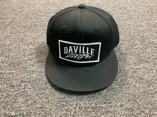 Daville hat SnapBack flat brim leaf logo black