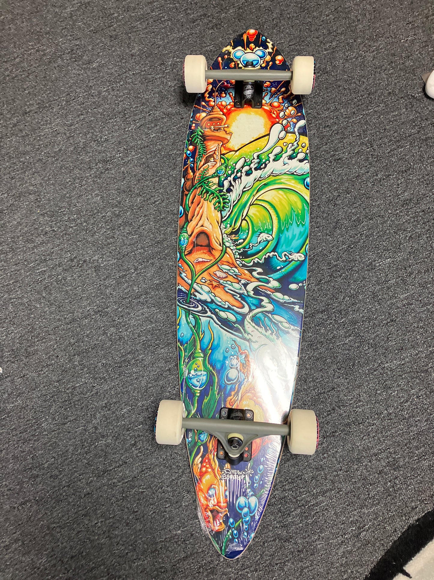 Brophy longboard 40in x 9.75in pintail with Slant Magnesium Trucks & Blood Orange Wheels