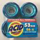 Acid Skateboard Wheels 53mm 86A PODS CONICAL BLUE Soft Cruiser Filmer Wheels