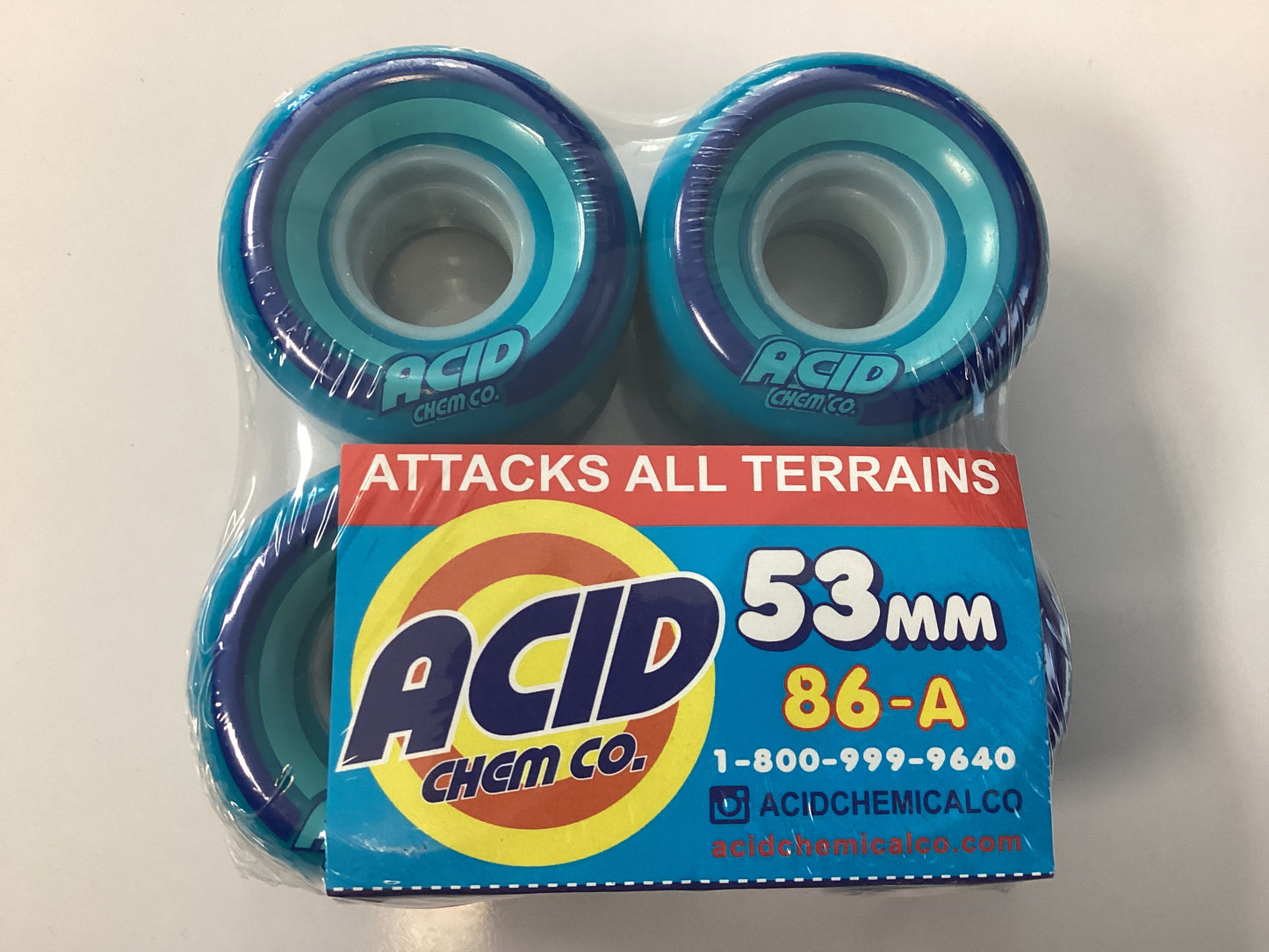 Acid Skateboard Wheels 53mm 86A PODS CONICAL BLUE Soft Cruiser Filmer Wheels