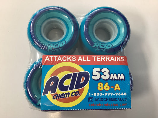 Acid Skateboard Wheels 53mm 86A PODS CONICAL BLUE Soft Cruiser Filmer Wheels